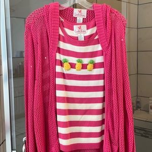 Quaker Factory Pineapple top and sweater set